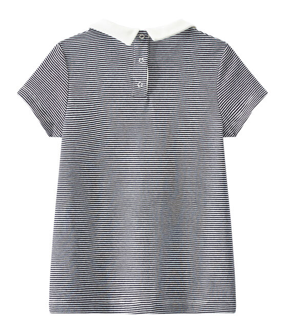 Girls' striped T-shirt SMOKING blue/LAIT white