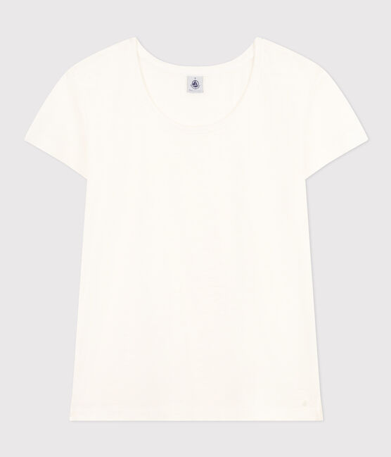 Women's Straight Round-Neck Linen T-Shirt ECUME white