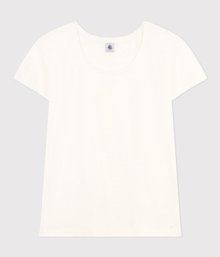 Women's Straight Round-Neck Linen T-Shirt white