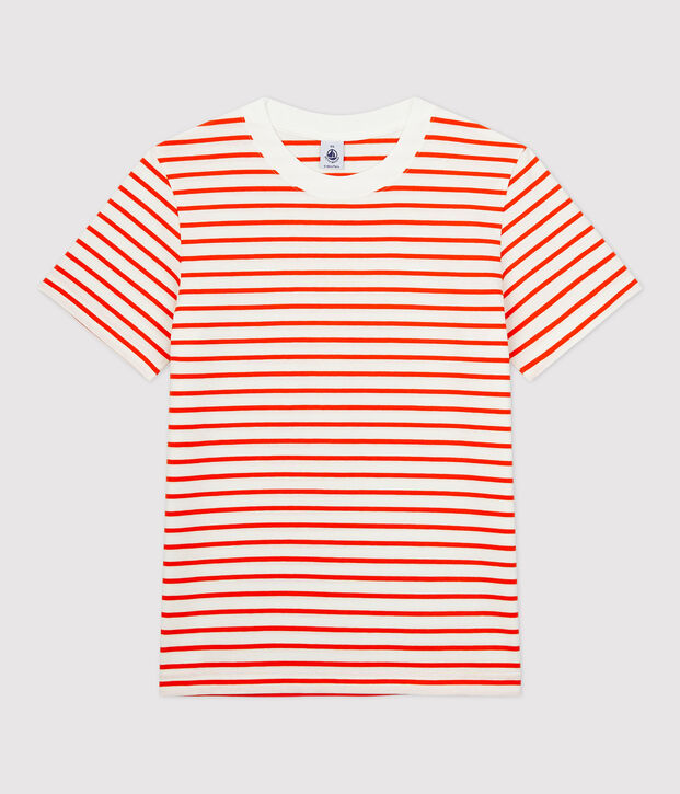 Women's Breton Stripe Cotton T-Shirt white/orange
