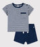 Babies' Slub Jersey and Cotton Outfit Set MEDIEVAL blue/MARSHMALLOW white