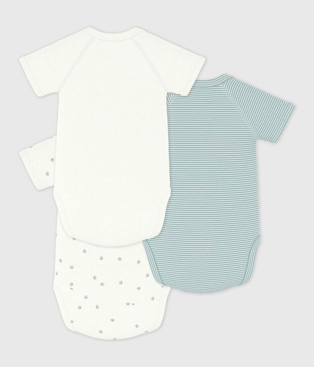 Pack of babies' short-sleeved printed cotton wrapover bodies multicolor