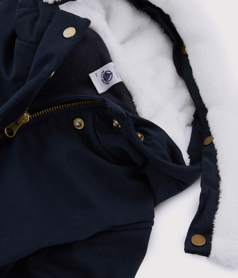 Girls' coated cotton parka blue