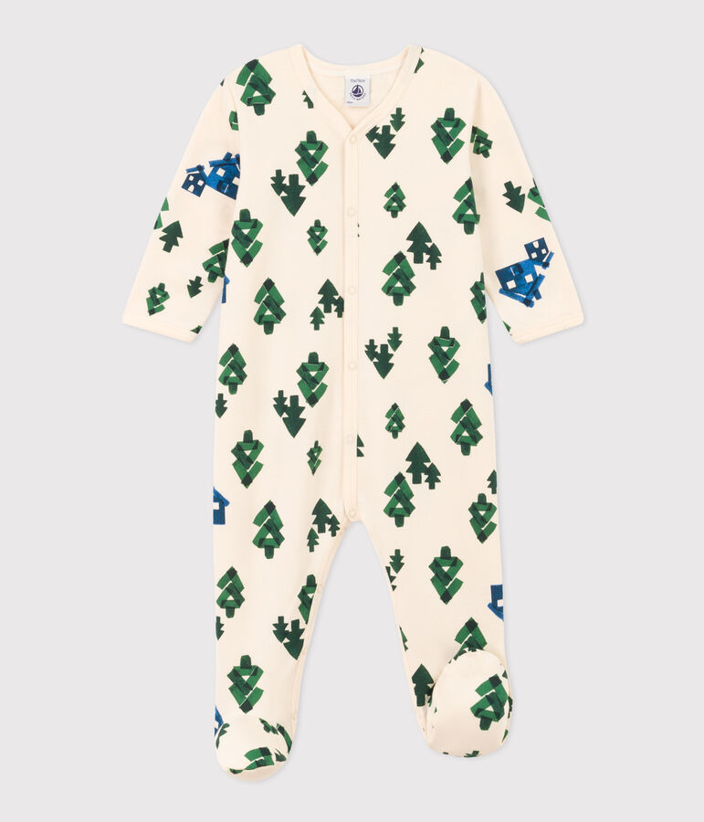 Babies' Tree Patterned Fleece Pyjamas Ecru/multicolor