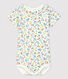 Babies' Cotton Floral Print Bodysuit With Ruffle Collar
