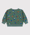 Babies' Mushroom Patterned Cotton Sweatshirt VALLEE green/MULTICO ecru
