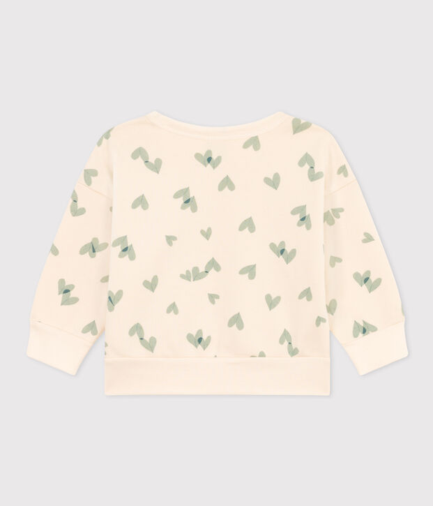 Babies' Patterned Fleece Sweatshirt Ecru/green