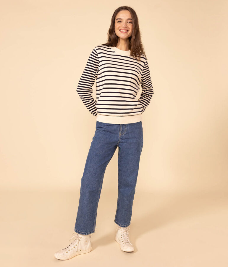 Women's Cotton Breton Top Ecru/blue