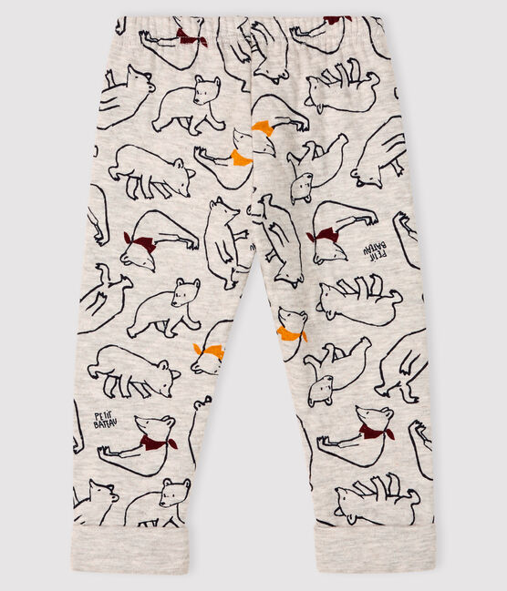 Baby boy's tubular knit trousers BELUGA grey/MULTICO white