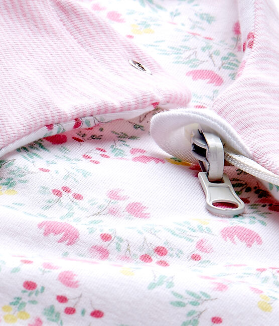Baby girl's reversible sleeping bag ECUME white/MULTICO white