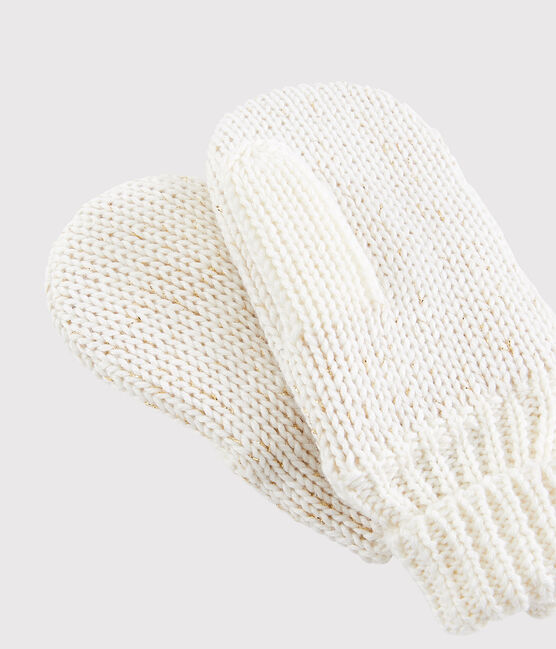 Girls' Mittens MARSHMALLOW white/OR yellow