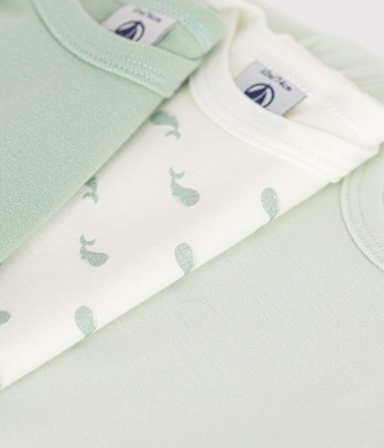 Babies' short-sleeved whale-themed cotton bodysuits - 3-Pack multicolor