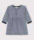 Babies' Long-Sleeved Tube-Knit Pinstriped Dress