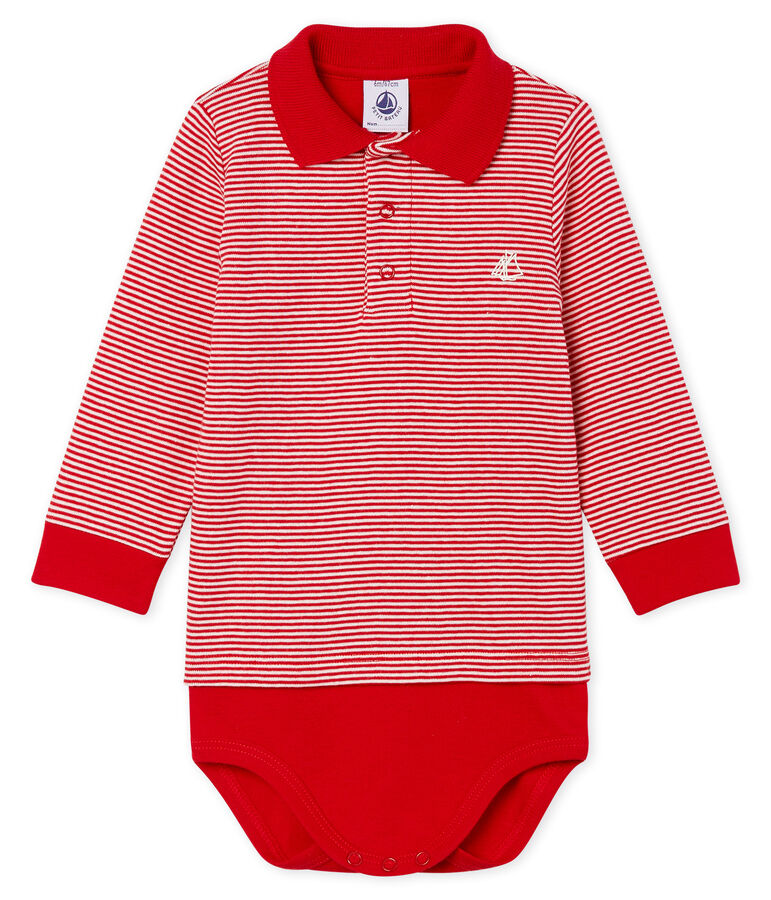 Baby Boys' Pinstriped Polo Shirt Bodysuit red/white