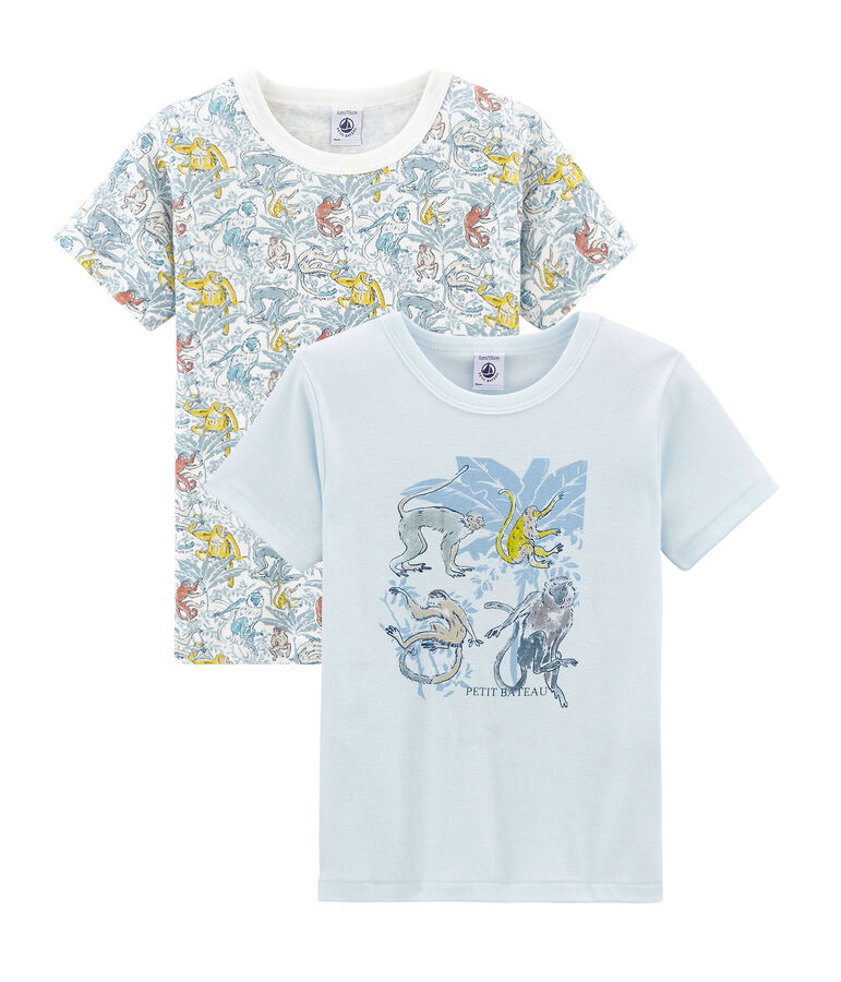 Boys' Short-sleeved T-shirt in Cotton - Set of 2 multicolor