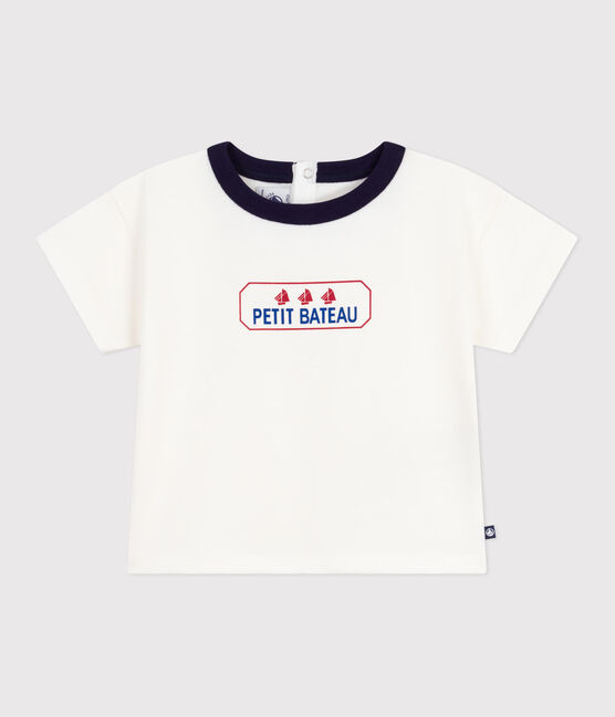 Babies' long-sleeved T-shirt with a vintage logo design MARSHMALLOW white