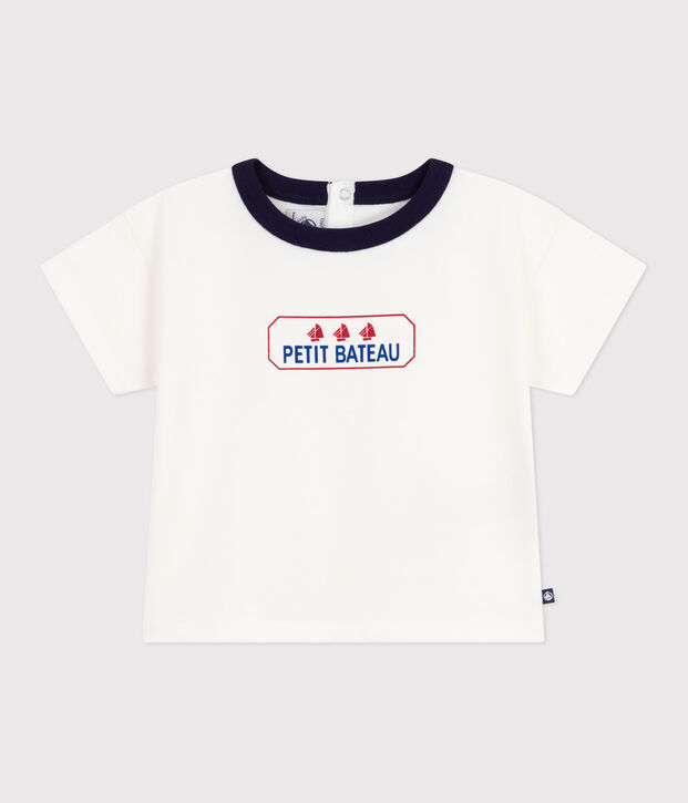 Babies' long-sleeved T-shirt with a vintage logo design white