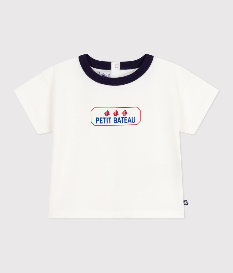 Babies' long-sleeved T-shirt with a vintage logo design white