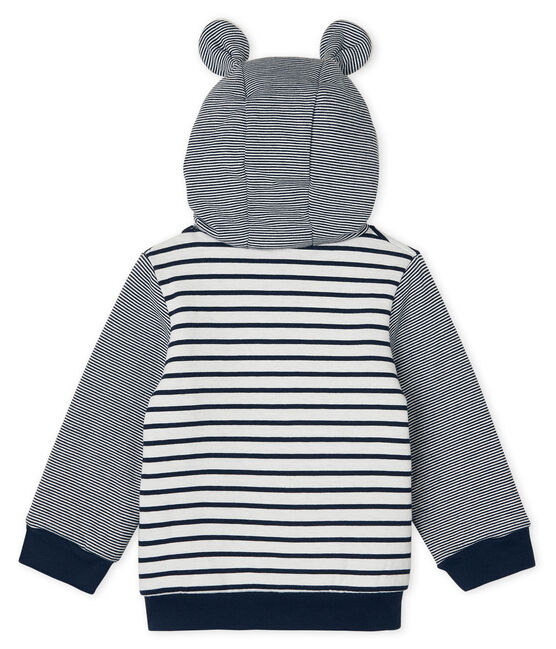 Baby Boys' Sailor Striped Hoody with Sherpa Lining MARSHMALLOW white/SMOKING CN blue