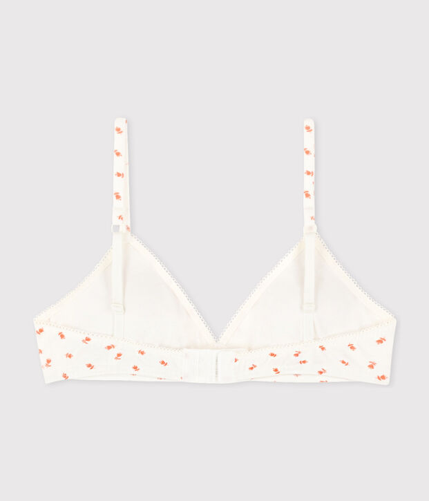 Girls' Flower Cotton and Elastane Padded Bra white/multicolor