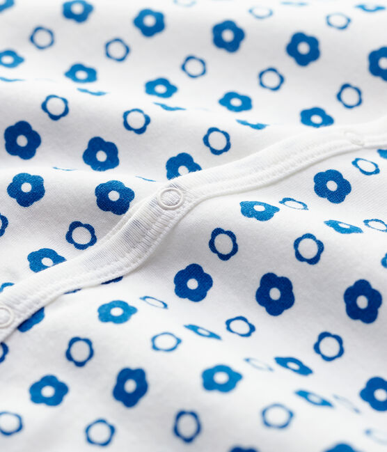 Babies' Retro Floral Footless Organic Cotton Sleepsuit MARSHMALLOW white/MALLARD