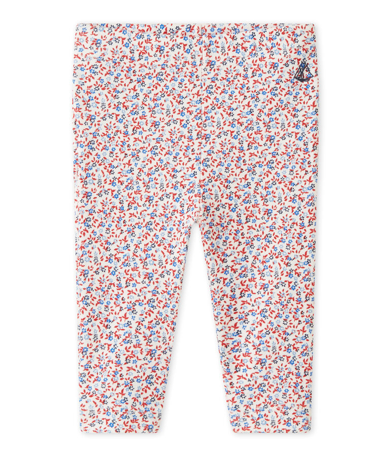 Baby girl's print leggings MARSHMALLOW white/TERKUIT red/MULTICO