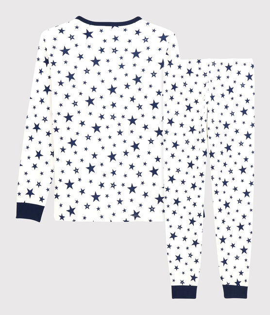 Unisex Starry Cotton Pyjamas MARSHMALLOW white/MEDIEVAL blue