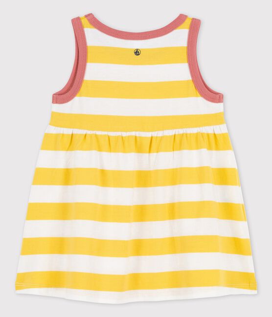 Babies' Sleeveless Striped Jersey Dress ORGE yellow/MARSHMALLOW white