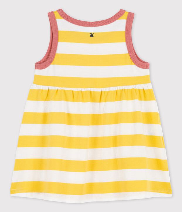 Babies' Sleeveless Striped Jersey Dress yellow/white