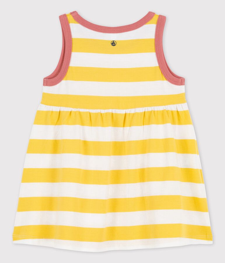 Babies' Sleeveless Striped Jersey Dress yellow/white