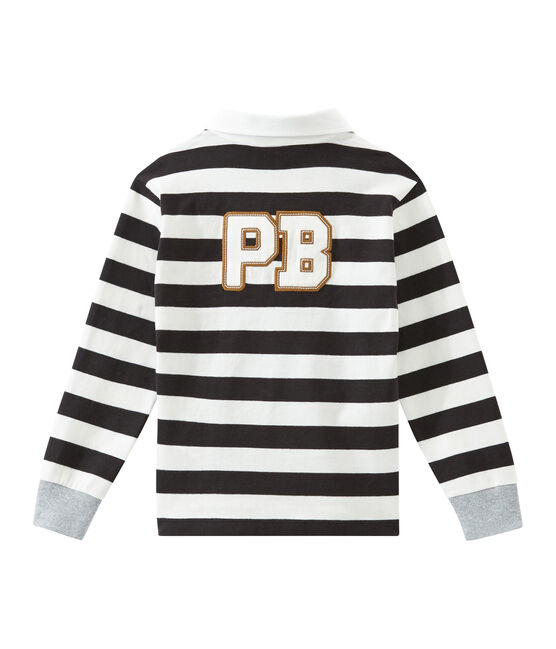 Boy's rugby shirt CAPECOD grey/MARSHMALLOW white