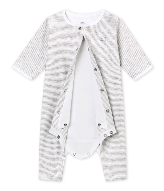 The Bodyjama baby mixed BELUGA grey/ECUME white