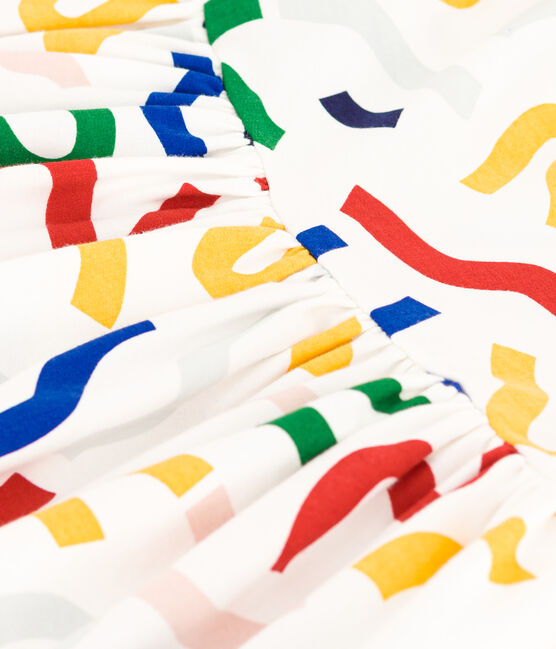 Girl's Short-sleeved Printed Cotton Dress MARSHMALLOW white/MULTICO white