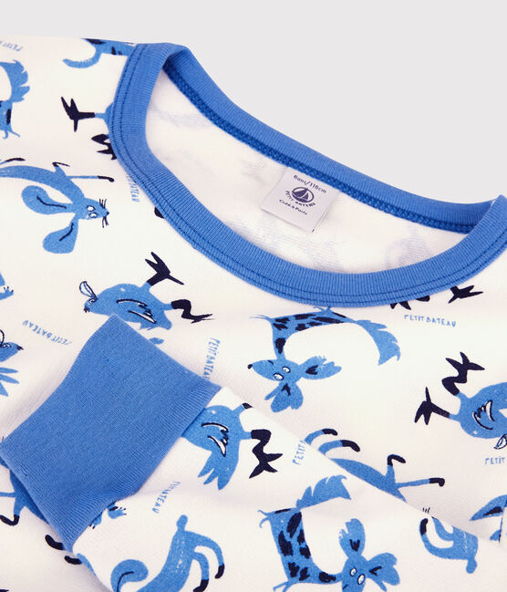 Boys' Animal Motif Cotton Pyjamas MARSHMALLOW white/MULTICO white