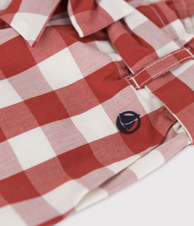 Girls' Gingham Poplin Shorts brown/ecru