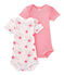 Set of 2 baby girls' short-sleeved bodysuits LOT white