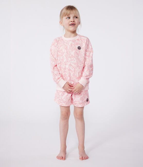 Children's printed cotton sweatshirt FLEUR pink/SPI