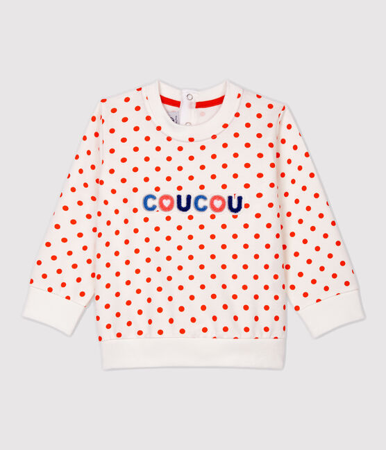 Babies' Fleece Sweatshirt MARSHMALLOW white/CAROTTE