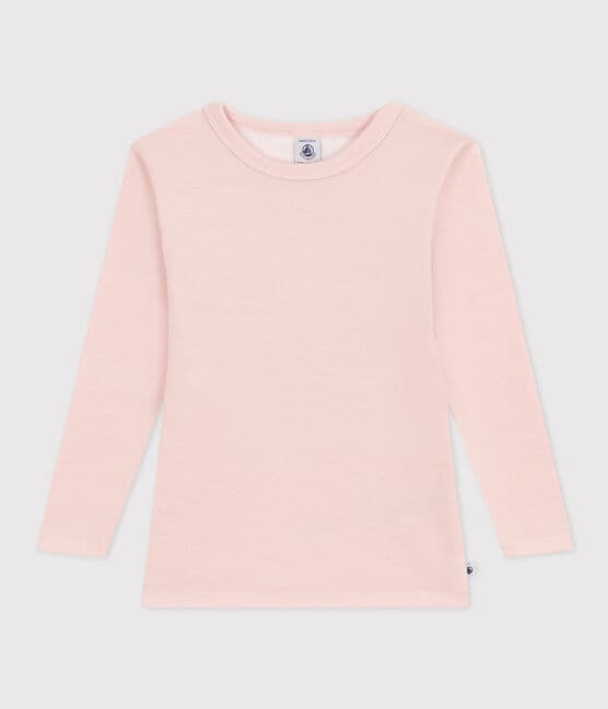 Children's Unisex Long-Sleeved Wool and Cotton T-Shirt SALINE pink