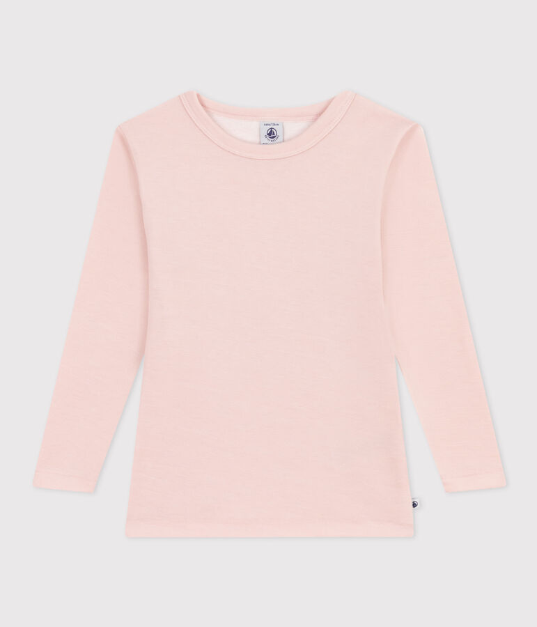 Children's Unisex Long-Sleeved Wool and Cotton T-Shirt SALINE pink