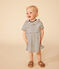 Babies' Short-Sleeved Slub Jersey Dress AVALANCHE white/SMOKING blue