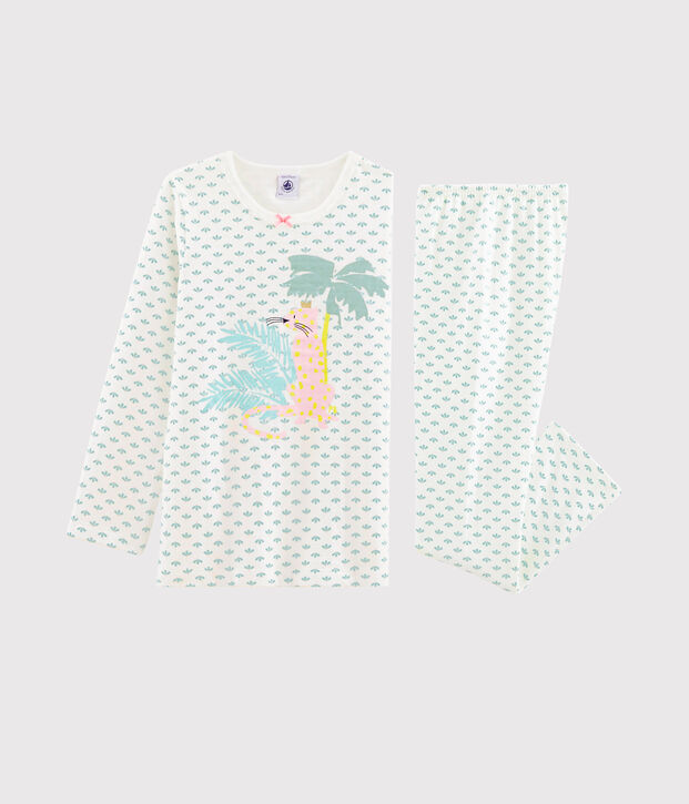 Girls' Tube Knit Pyjamas white/multicolor