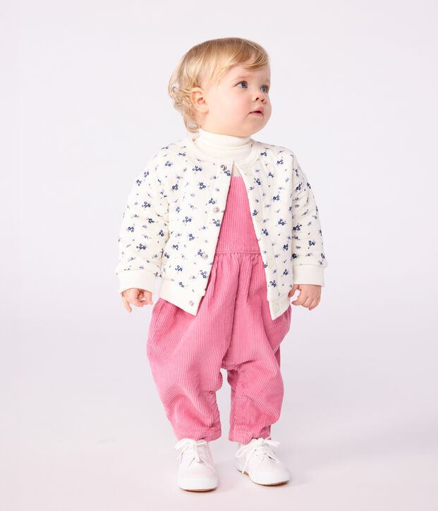 Babies' floral-print cotton cardigan blue/blue