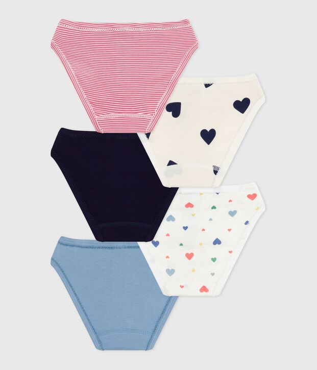 Pack of children's heart-print cotton pants multicolor