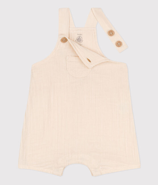 Babies' Cotton Gauze Dungaree Shorts AVALANCHE Ecru