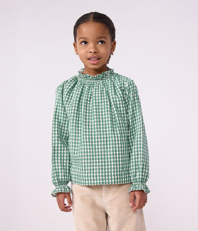 Children's long-sleeved printed cotton blouse