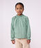 Children's long-sleeved printed cotton blouse green/white