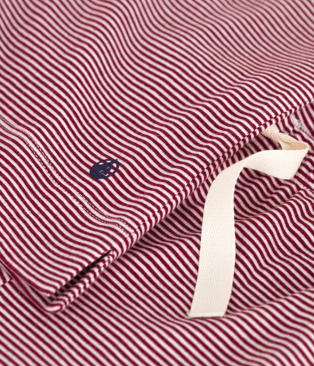 Women's cotton pyjamas with short sleeves and wide stripy legs red/white