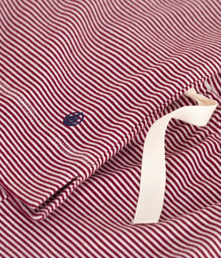 Women's cotton pyjamas with short sleeves and wide stripy legs red/white