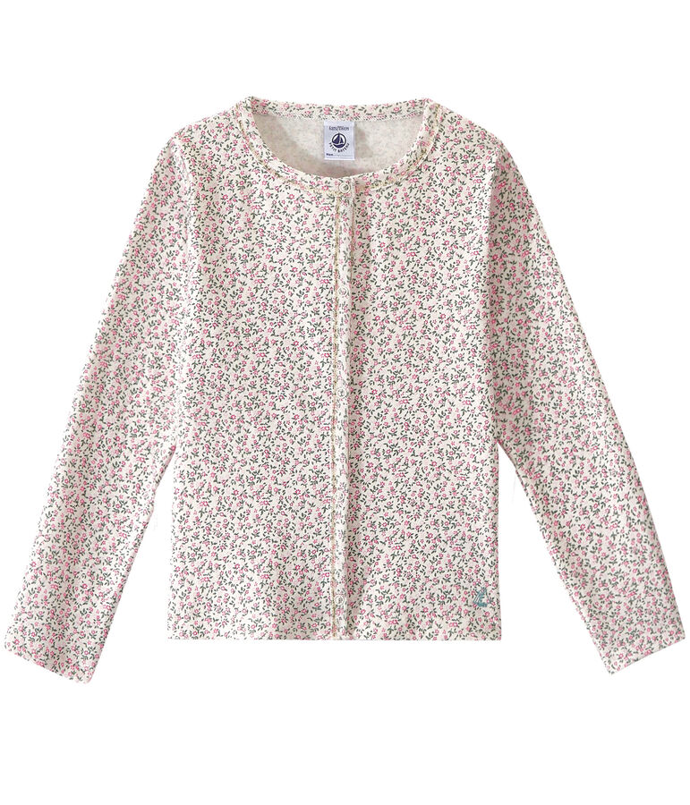 Girl's print cardigan MARSHMALLOW white/MULTICO white